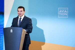 Minister for Transport Dr. Aaron Farrugia delivering a speech